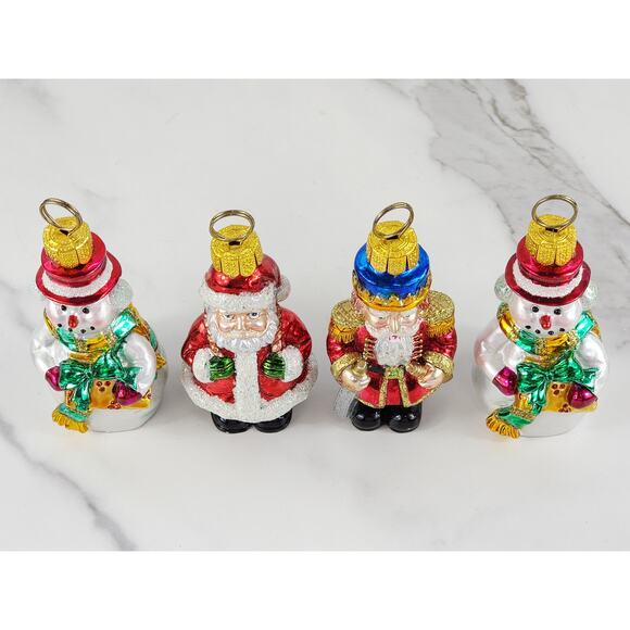 TWC Christmas Tree Ornaments Santa Snowman Nutcracker 4" Resin 90s Holidays x4 - Picture 2 of 15